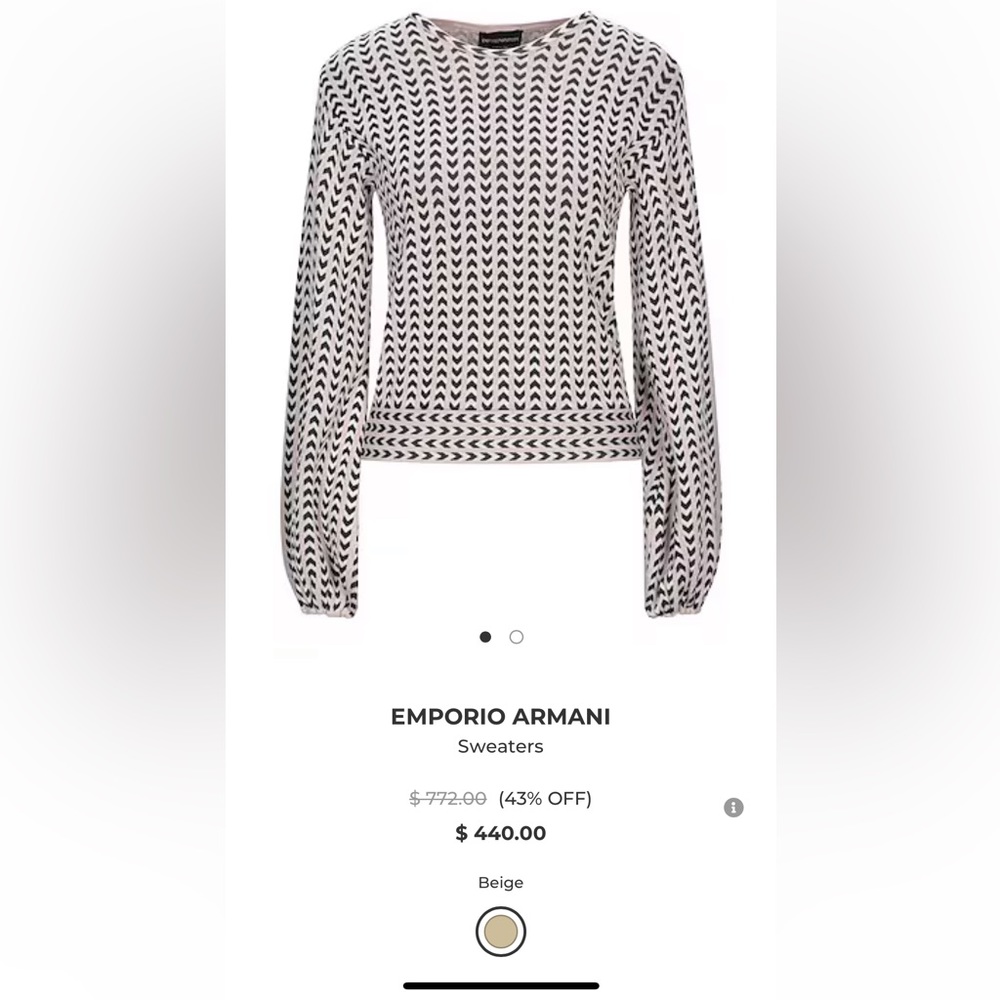 Emporio Armani Women’s Sweater size 40 eu beige , black and white.
